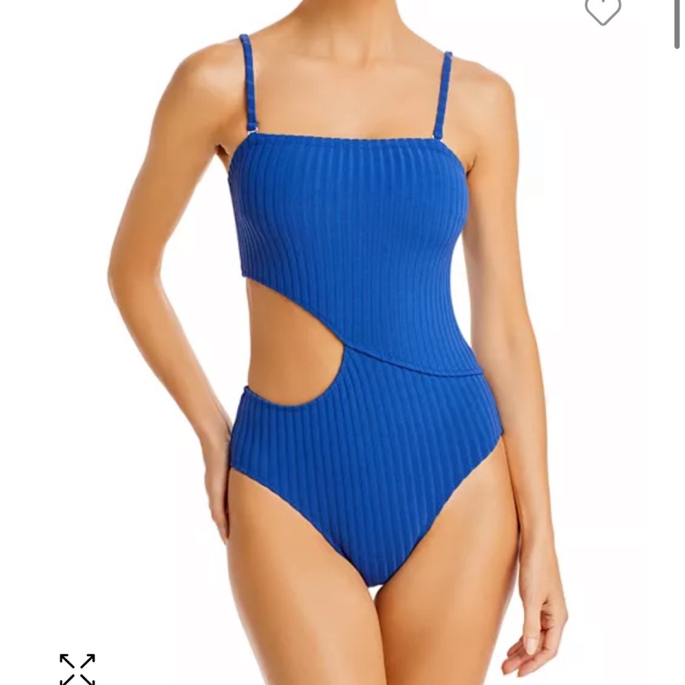 Solid & Striped The Cameron Cutout Ribbed Bandeau One Piece Swimsuit